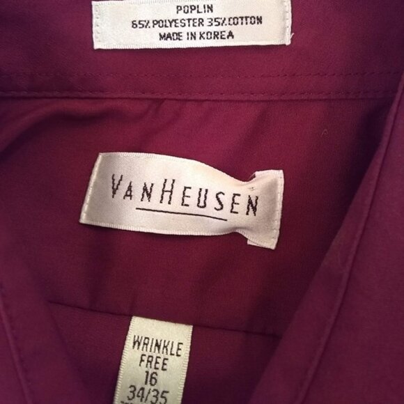 Van Heusen Poplin Wrinkle Free Men's Button Down Dress Shirt Long Sleeve  Lg /16 - Picture 8 of 8